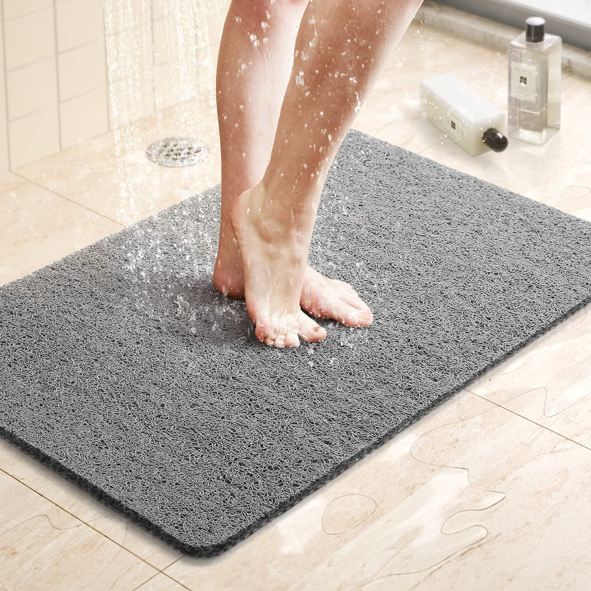 LuxStep Shower Mat Bathtub Mat Non-Slip Bath Mat with Drain, Quick Drying
