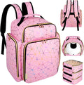 AHZSKE Nail Polish Organizer Backpack Holds 126 Bottles& Nail Lamp, Extra Large Nail Kit Supplies Organizer Bag with 3 Removable Cases, Portable Nail Organizers and Storage for Trave (PU Leather Pink)