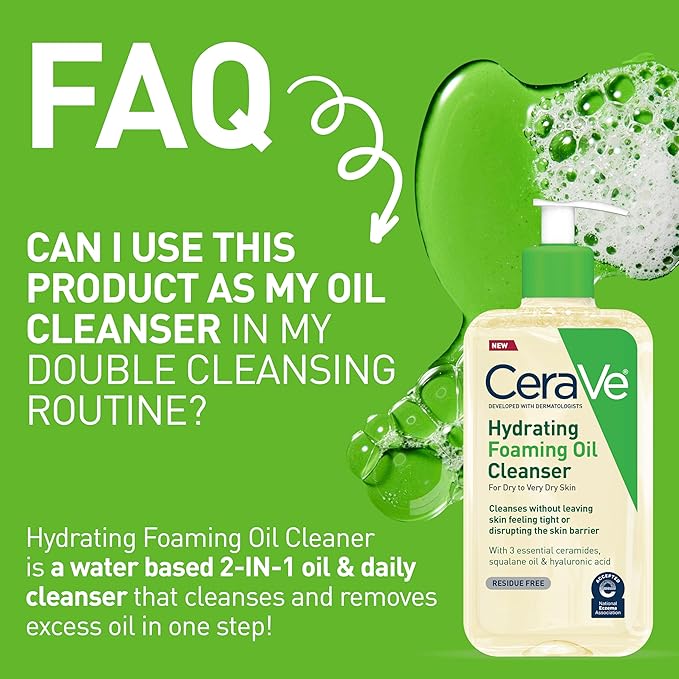 CeraVe Hydrating Foaming Oil Facial Cleanser with Hyaluronic Acid, 19oz