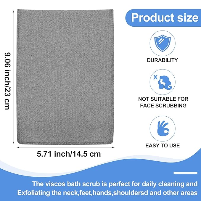 Tatuo 12 Pack Korean Exfoliating Mitt & Cloth, Viscose Rayon Dead Skin Remover Washcloth, Multi Color Body Scrub Towel for Shower Spa Travel(Large,White, Black, Gray)