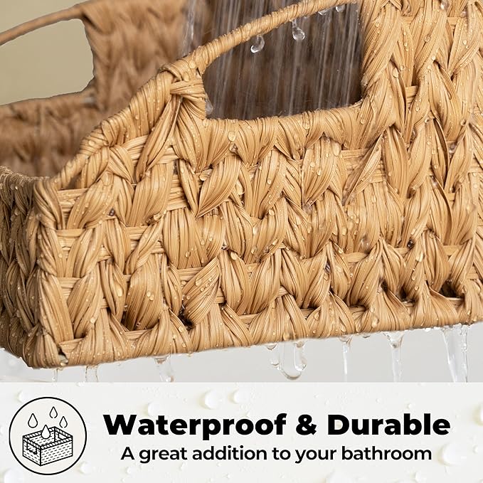 GRANNY SAYS Wicker Storage Basket for Shelves, Wicker Basket with Handles, Trapezoid Woven Baskets for Storage, Decorative Baskets for Home Decor, Natural, 3 Pack