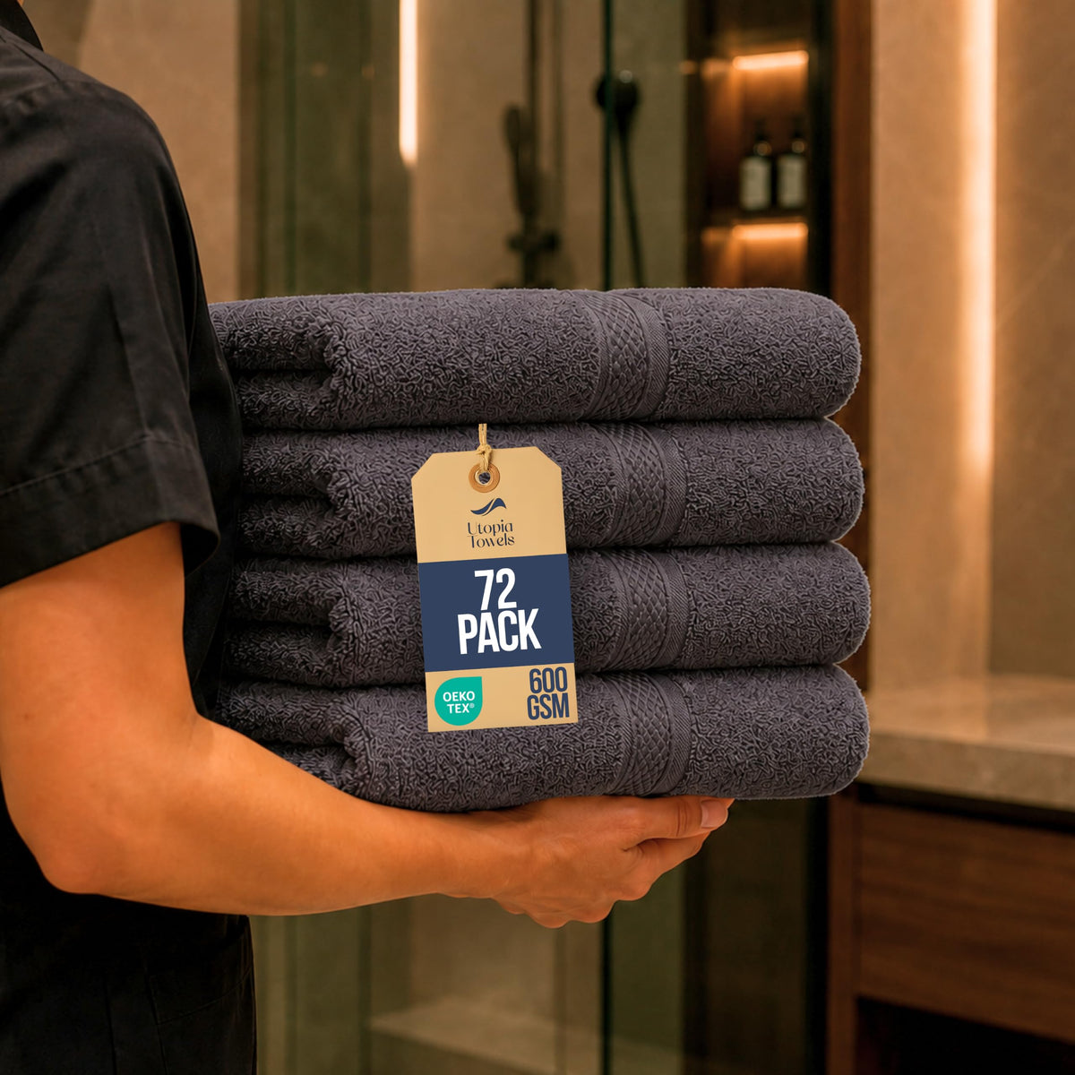 Utopia Towels 6 Pack Premium Hand Towels, 16x28 in, 600 GSM Cotton, White