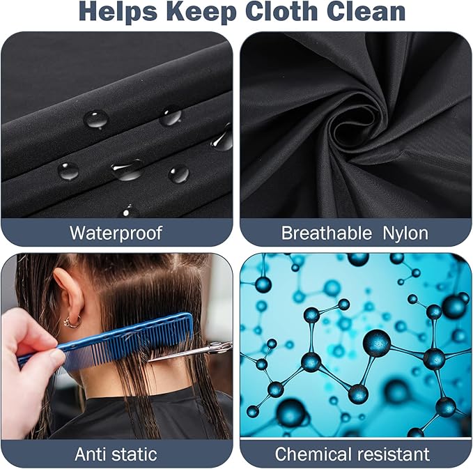 12Pcs Barber Cape 64 x 56'' Large Waterproof Hair Cutting Salon Cape Adjustable Snaps for Hair Dye Salon Stylist Supplies (Black)