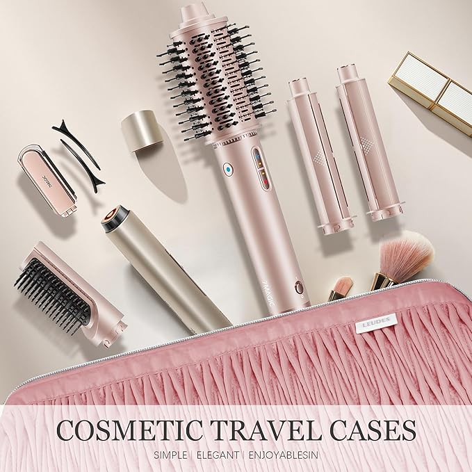 Leudes Dy son Air wrap Travel Case for Shark Hair Dryer Airstraight Flex Style Hair Attachment Tool Organizer Accessories Air Wrap Flat Curling Iron Carrying Case (Dark Pink)