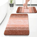 OLANLY Bathroom Rug Set 2 Piece, Soft Absorbent Microfiber Bath Rug Set, Non-Slip, Machine Wash Dry, Plush Shaggy Bath Mats for Bathroom (30"x20"+24"x16", Orange)