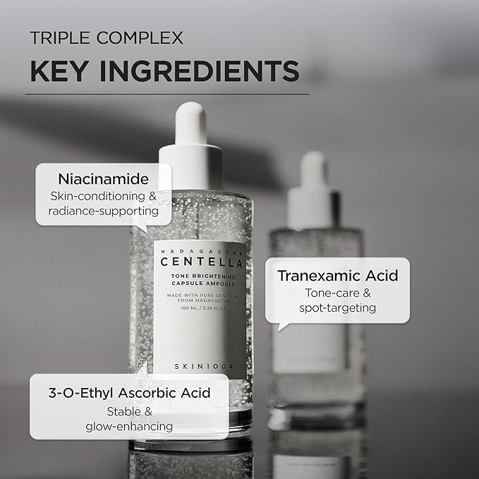 SKIN1004 Tone Balancing Capsule Ampoule, Niacinamide & Centella Serum for Face, Korean Hydrating Facial Serum to Help Balance Uneven Skin Tone with Tranexamic Acid, Korean Skincare, 1.69 fl oz / 50 ml