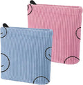Teircno 2 PCS Corduroy Period Bag for women, Cute Sanitary Napkin Storage Bag Portable Period Pouch with Zipper, Sanitary Pads Bag Tampons Holder for Purse First Period