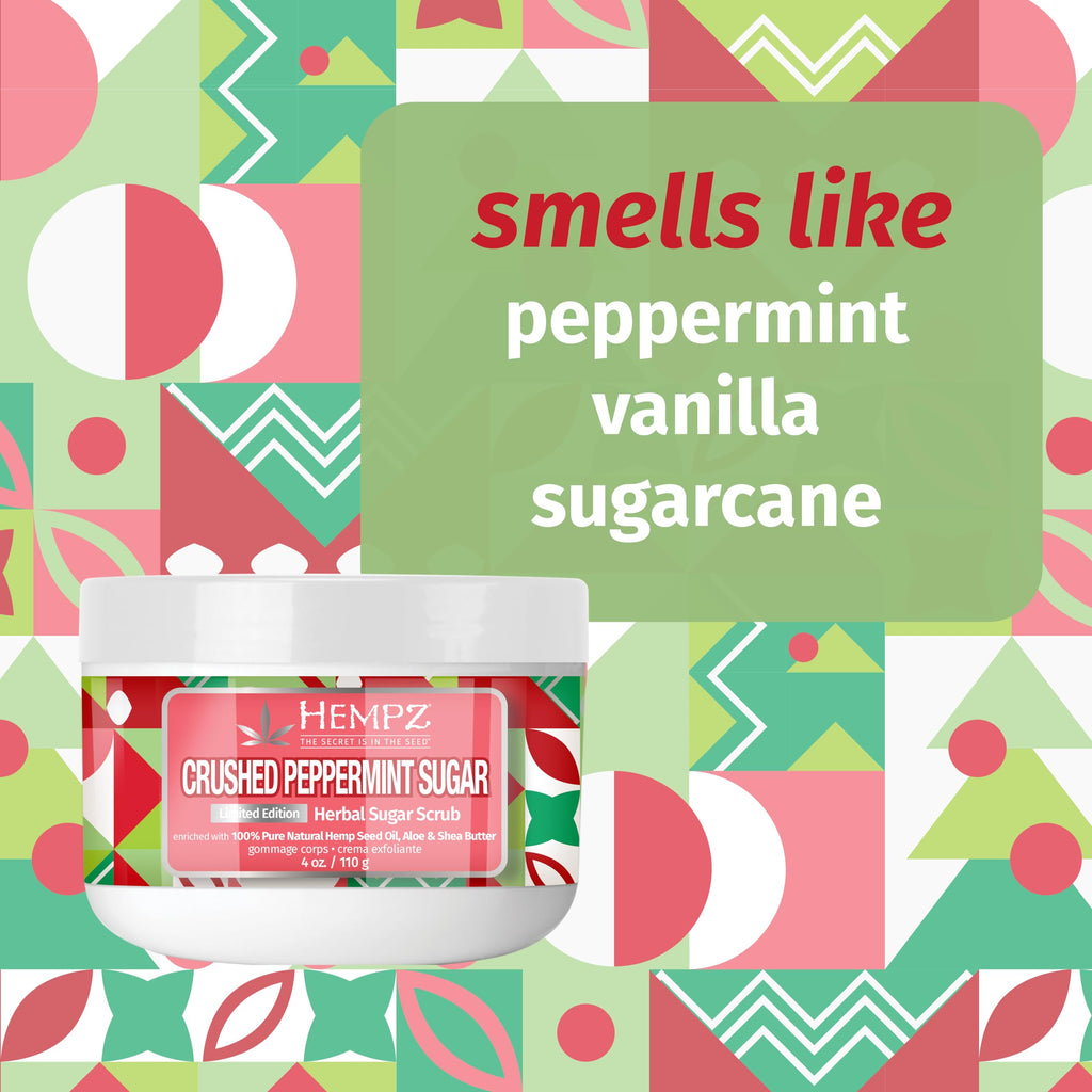 Hempz Crushed Peppermint, Sugar Body Scrub, 4 oz