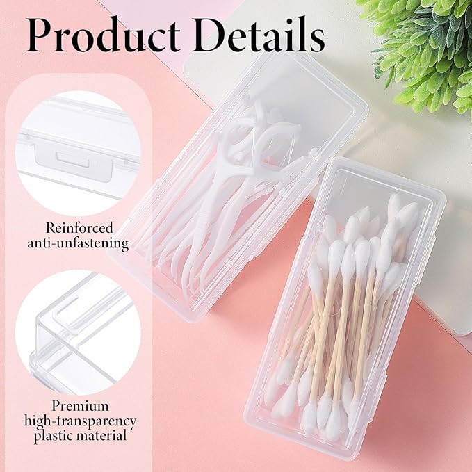 2 Pcs Portable Travel Cotton Swab Holder, Small Dental Floss Picks Case