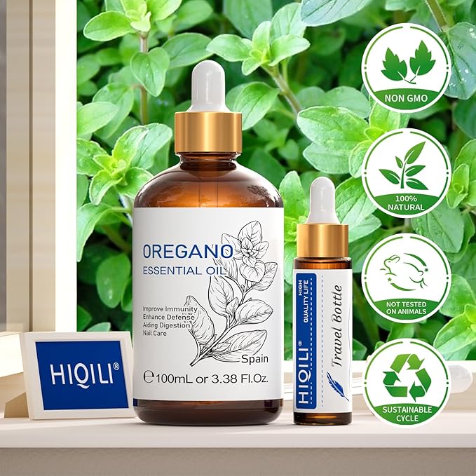 HIQILI Oregano Essential Oil for Diffuser,Skin & Home Cleaning