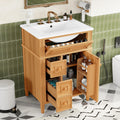 Harper & Bright Designs 24" Bathroom Vanity with Sink, Free Standing Single Basin Vanity Set with Tip-Out Drawer, 2 Drawers, and 2 Doors, Wood Bathroom Cabinet with Ceramic Basin for Bathroom, Wood