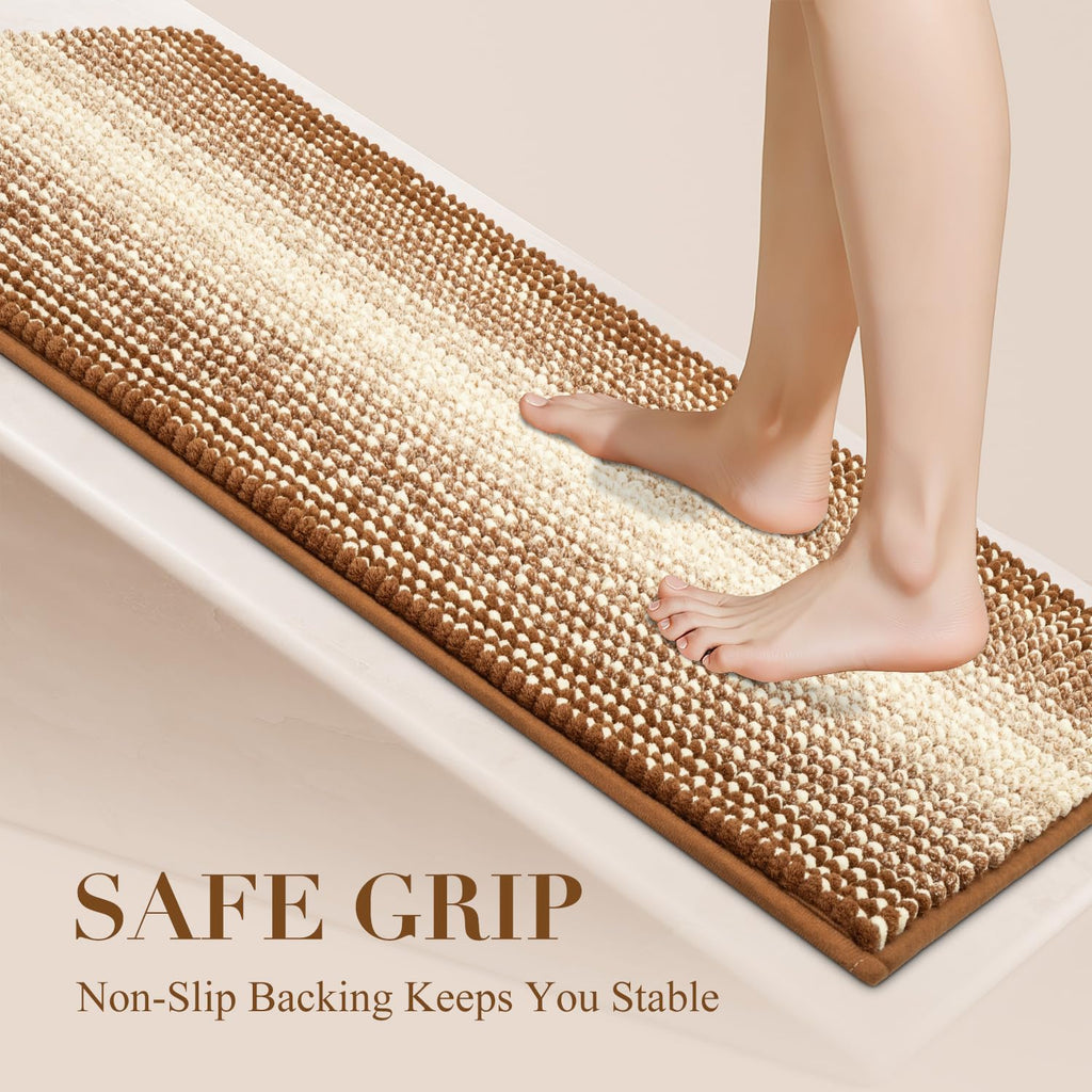 BSICPRO Bathroom Rugs, Bath Mat Rug for Bathroom Non Slip 20 x 32 Inches Water Absorbent Chenille Bath Floor Mats Machine Washable (Coconut Brown)