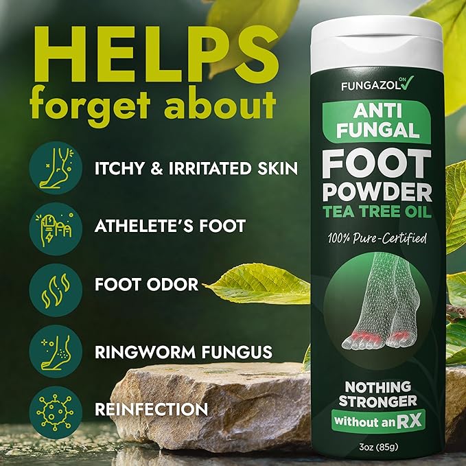 Antifungal Foot Powder with Miconazole Nitrate 2% & Tea Tree Oil for Foot Fungus Treatment | Soothes Itchy Skin, Controls Odor & Prevents Reinfection | Antifungal Powder for Athlete’s Foot | 3 of 3