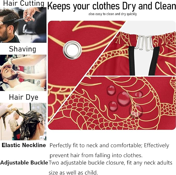 Visesunny Barber Cape - Red Pattern Polyester Hair Cutting Salon Apron Anti-Static Water-Resistant Shaving Cloth Bib