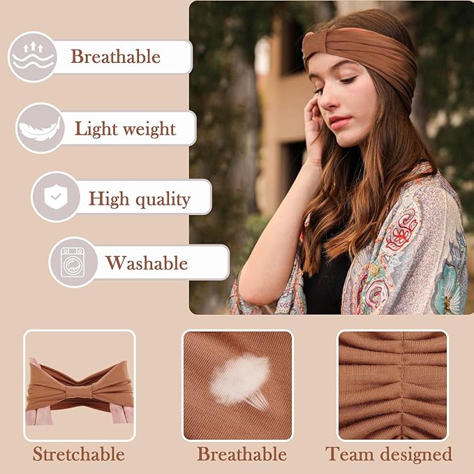Kachanaa 6 Packs New Wide Headbands for Women's Hair,Non Slip Soft Elastic Bandeau Hair Bands Makeup Yoga Workout Running Sweat Hair Wraps Fashion Hair Accessories
