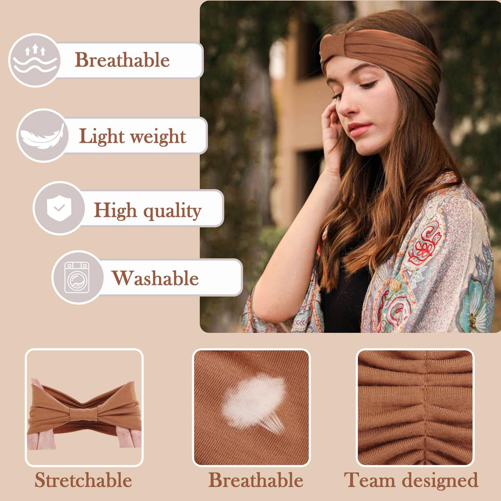 Kachanaa 6 Packs New Wide Headbands for Women,Non-Slip Thick Soft Elastic Bandeau Hair Bands Yoga Workout Running Sweat Makeup Hair Wraps Hair Accessories