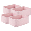 OIASKET 4 Pack Small Storage Shelf Baskets for Organizing, Mini Woven Rope Storage Bins for Towels, Cute Decorative Closet Organizer，Baby Nursery, Gift Empty Baskets -11.81''Lx7.87''Wx4.72''H-Pink