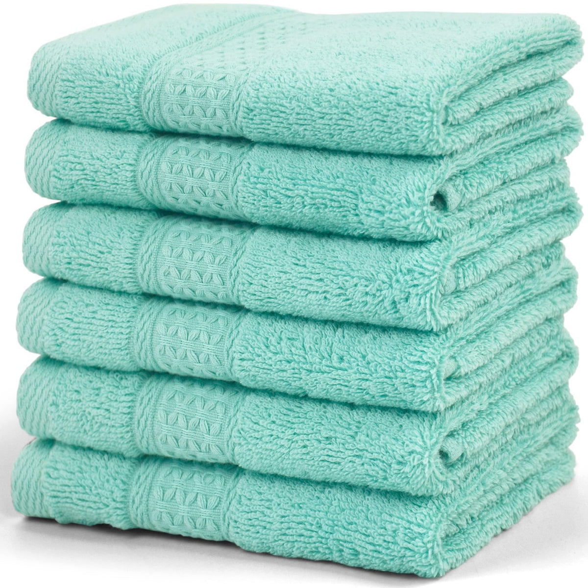 Cleanbear Washcloths Orange Face Cloths Set of 6 - Cotton 13” x 13”