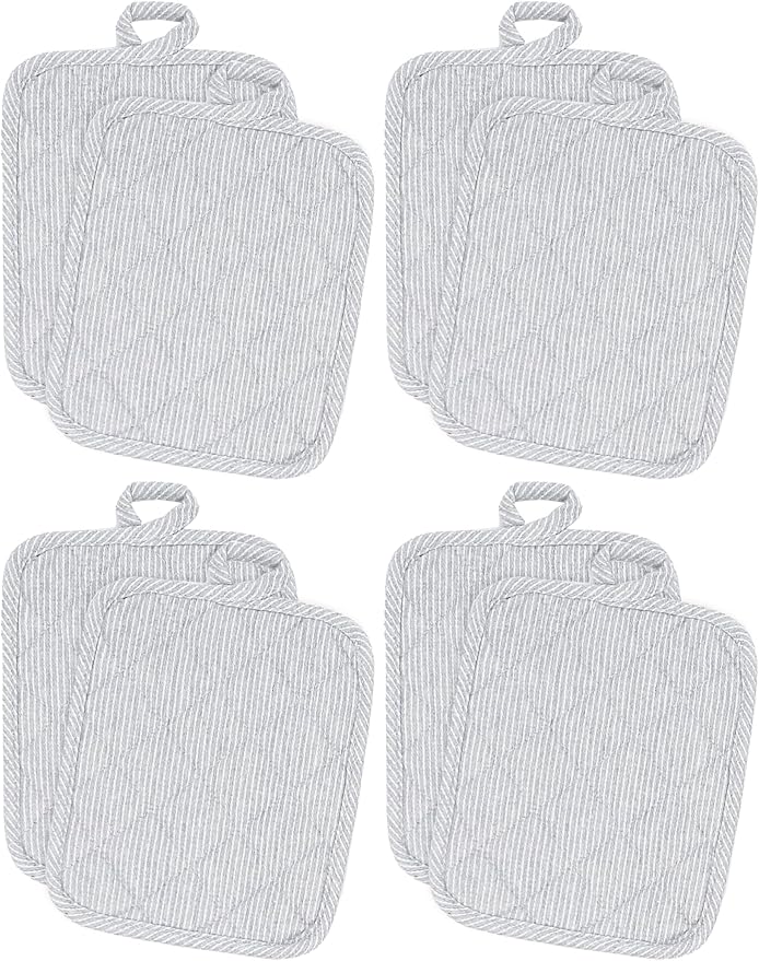 American Linen 8-Pack Heat Resistant Pot Holders & Hot Pads (Grey, 8 Pack)