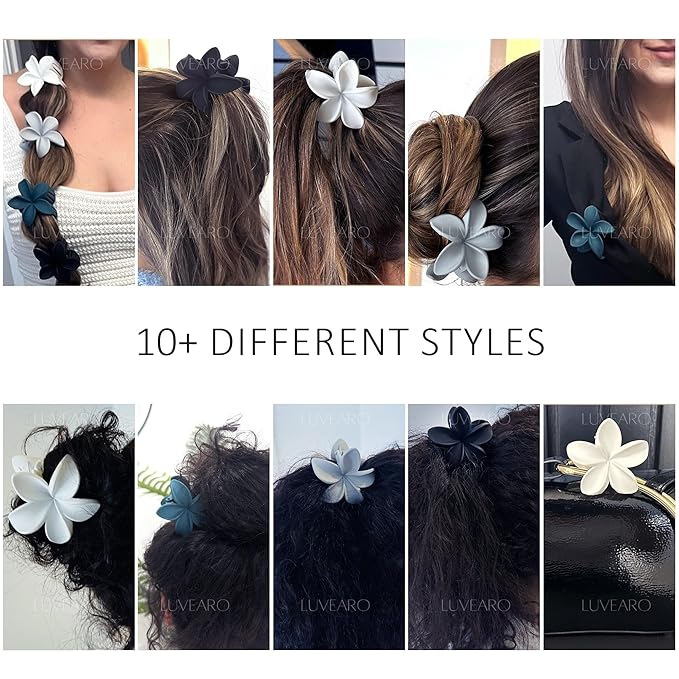Flower Hair Clips for Women and Girls Thick to Thin Hair Medium Cute Claw Clips Decorative Plumeria Hawaiian Hair Accessories Nonslip Hawaiian Matte