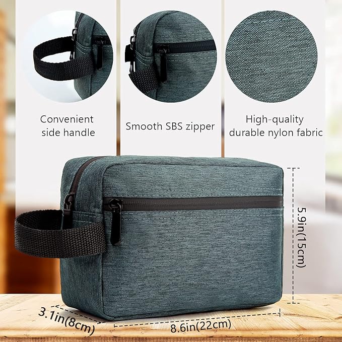 Travel Toiletry Bag for Women and Men, Water-resistant Shaving Bag for Toiletries Accessories, Foldable Storage Bags with Divider and Handle for Cosmetics Toiletries Brushes Tools (Gray)