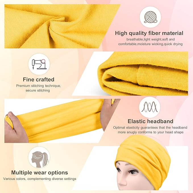 DiyJibb Headbands for Women, 7PCS Wide Cloth Hair Bands for Workout, Yoga, Skincare & Daily Wear, Soft & Stretchy