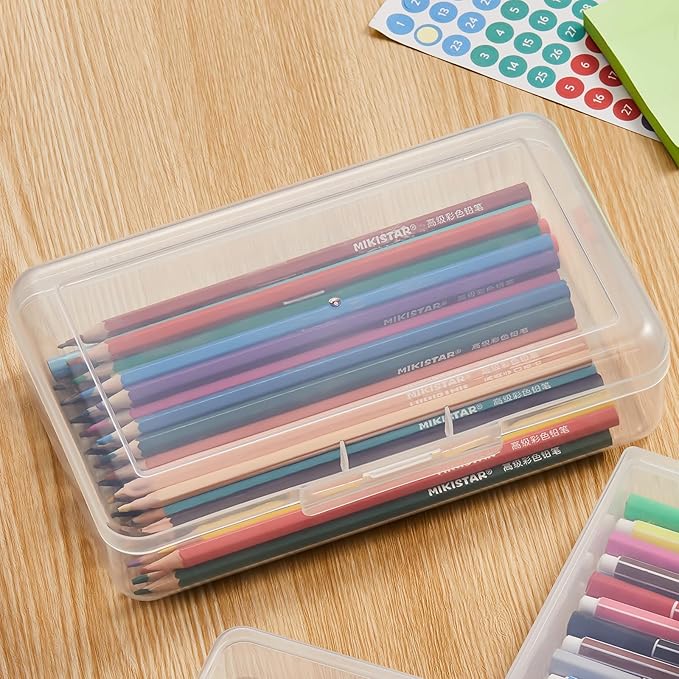 4 Pack Rectangular Clear Plastic Storage Containers Box with Hinged Lid for Beads and Other Small Craft Items (8 x 4.7 x 2.3 inch)