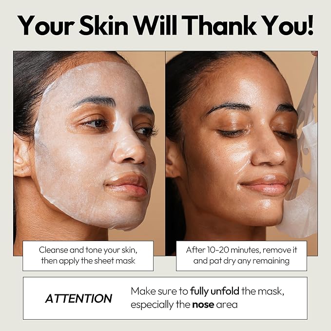 LAPCOS K Beauty Honey Sheet Mask - Nourishing & Hydrating Face Masks with Hyaluronic Acid to Hydrate and Tighten Dry Skin - Highly Breathable Lyocell Sheet Korean Skin Care Beauty Favorite (Pack of 5)