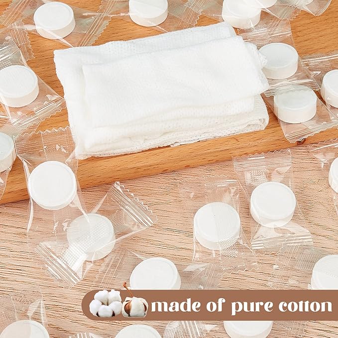 Juexica 800 Pcs Mini Compressed Paper Towels Tablets Disposable Travel Coin Tissues Cotton Face Washcloths Portable Individual Wrap for Travel Toilet Hand Clean