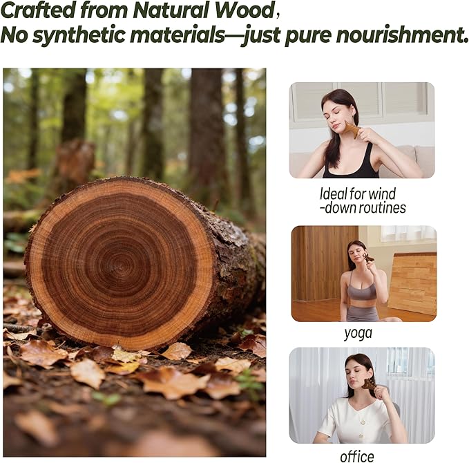 Aurift Mother’s Day Gift for Mom, Relaxation Gifts Set, Wooden Gua Sha Tool Set – Face & Scalp Manual Guasha Massager for Tension Relief, Portable Mini Wooden Massage Comb, Self Care Gift-Ready Box