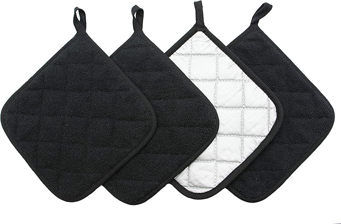GQZLUCK Cotton Pot Holders, Hot Pads for Kitchen,Set of 4, Black
