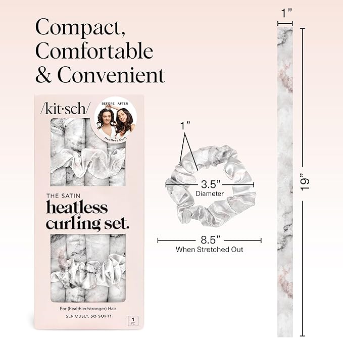 Kitsch Satin Heatless Curls Overnight Set - Marble