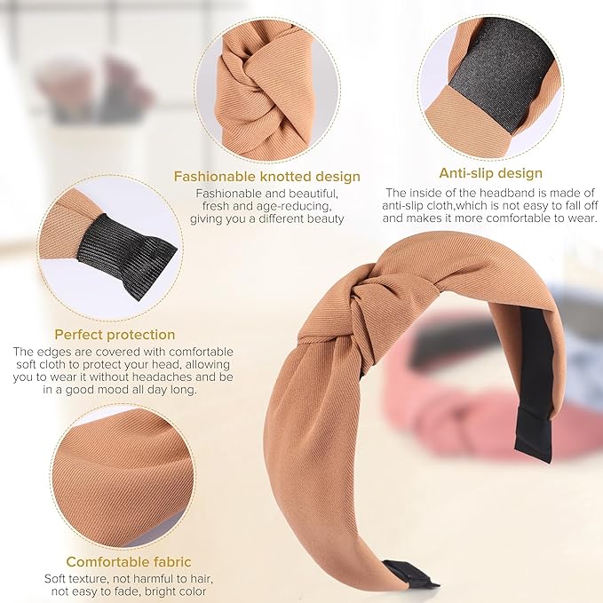 Headbands for Women Girls - 6PCS Stylish Top Knotted Headbands - Knotted Headband for Women - Head Bands Wide Hairband Hair Accessories