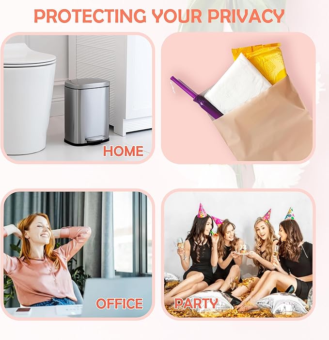 Disposable Sanitary Bags, 300 Pcs Sanitary Napkin Disposal Bag with Self-sealing Seals, Personal Sanitary Disposal Bags for Period, Feminine Hygiene, Personal or Pet Waste, 10" x 6", Pink