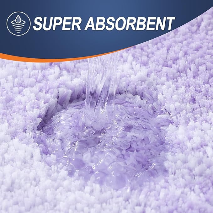 OLANLY Bathroom Rug Set 2 Piece, Soft Absorbent Microfiber Bath Rug Set, Non-Slip, Machine Wash Dry, Plush Shaggy Bath Mats for Bathroom (30"x20"+24"x16", Light Purple)