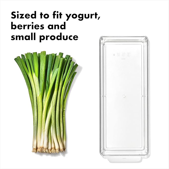 OXO Good Grips Fridge Organization Bin 5 in x 14 in - for Yogurt Cups, Small Produce, Berry Bins and More