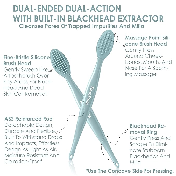 Blackhead Remover Tool, 3-in-1 Face Scrubber, Silicone Scrub Lip Brush, Double Side Lip Exfoliating, Nose Clean Blackhead Removal Brushes (3 Pcs Lip Scrub Brush)