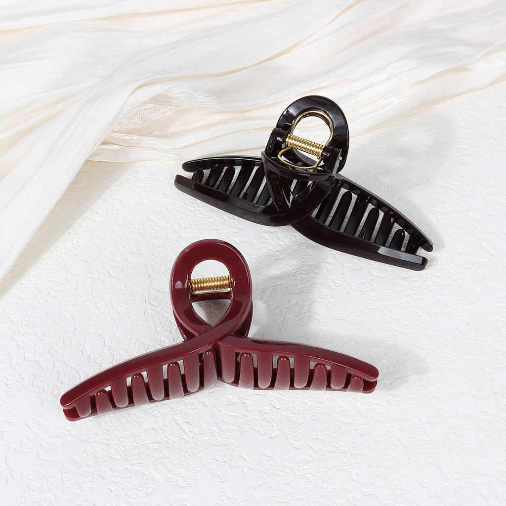 Big Butterfly Hair Claw Clips with Long Thick Hair Large 5.1" Acrylic Clips Hair Accessories for Women Girls Gifts 2 Pcs(Red&Chocolate)
