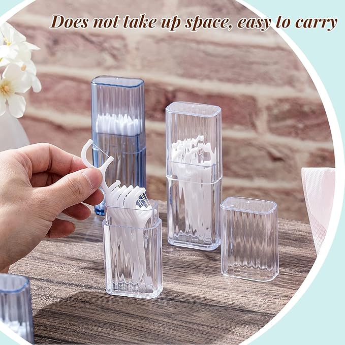 Dandat 8 Pcs Project Storage Case Portable Creative Storage Box Dental Toothpick Holder Floss Travel Case Transparent Flosser Dispenser Container for Teeth Cleaning Cotton Swab(Blue)