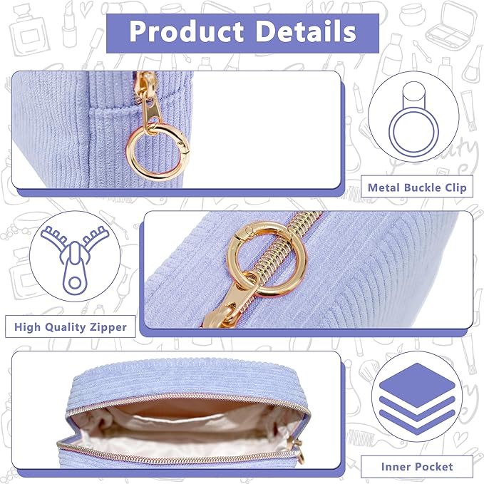 Period Bag for Girls, Corduroy Sanitary Napkin Storage Bag, Period Pouch & Tampon Holder, Feminine Care Organizer（Lilac）