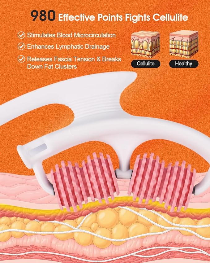 Rovista Anti Cellulite Massage Tool - Ergonomic Cellulite Remover for Legs and Arms with Detachable Handles - Smooth-Glide Lymphatic Drainage Massager for Boost Confidence and Tightened Skin(Pink)