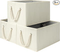 StorageWorks Storage Baskets for Shelves, Fabric Storage Bins, Closet Organization and Storage Basket, Foldable Organizer Bins for Clothes, Beige, White & Ivory, Large, 3-Pack