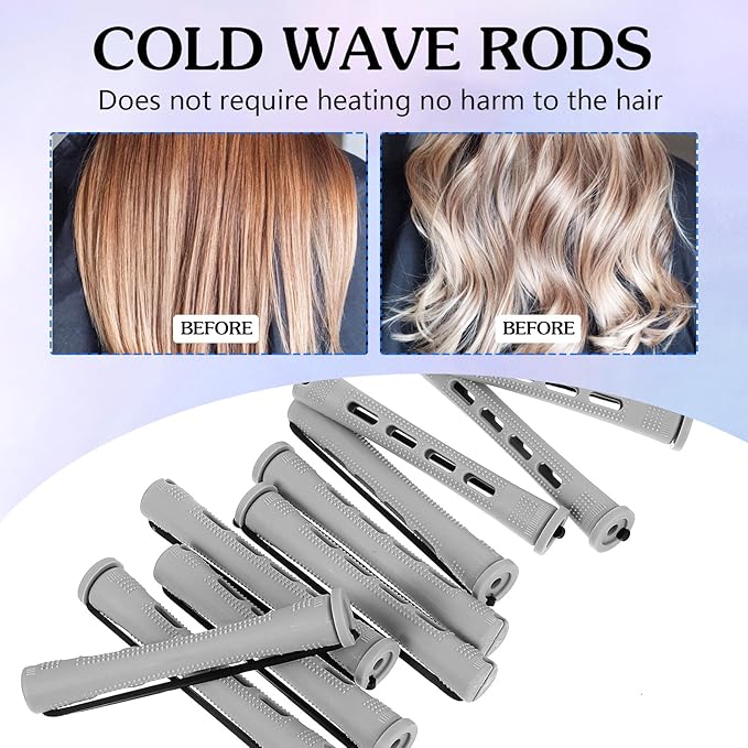20 Pcs Perm Rods For Short Hair Small Plastic Hair Perming Rods And Rollers Curling Roller Perm Rod Medium For Long Hairs (Grey, 0.59Inch)