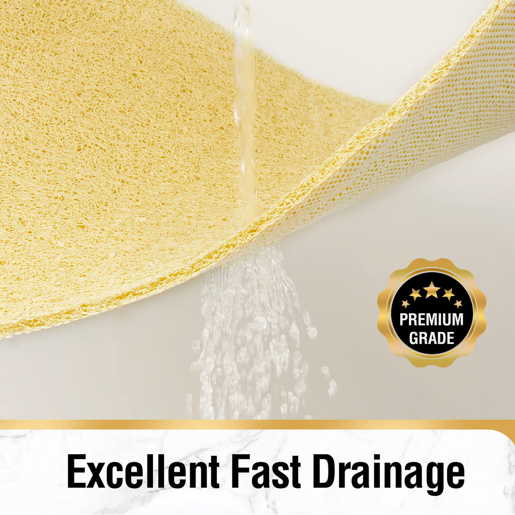 HITSLAM Shower mat Non Slip, 24 x 32 Inch Bathtub Mat Non Slip with Drain, Soft PVC Loofah Shower Bath Mat for Tub, Quick Drying Bathroom Shower Mat, Beige