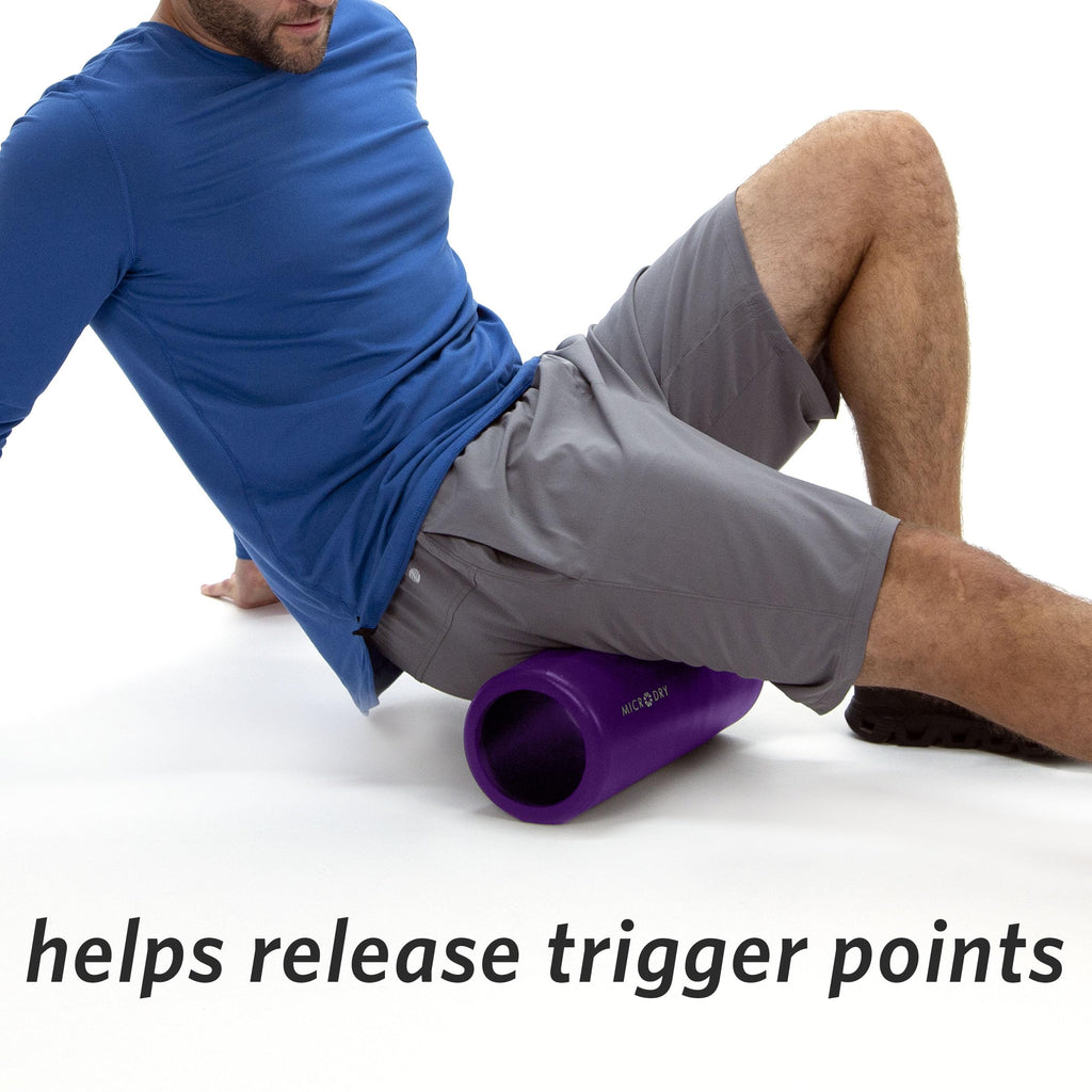 MICRODRY Deluxe Fitness Foam Back Roller for Muscle Relief, Roller for Yoga, Stretching, Deep Tissue Firm Massage & Trigger Point Release, Exercise Workout at Home or Gym, 13x5.3, Purple