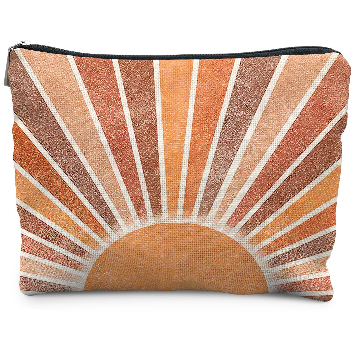 RYYCDOI Boho Makeup Bag - Vintage Neutral Sun Cosmetic Bags for Women, Summer & Beach Use
