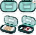 Kigley 4 Pcs Hair Tie Container Small Portable Travel Cotton Swab Holder Dispenser with Lid Plastic Box Storage Containers for Small Items, 3.94 x 2.76 Inch (Green)