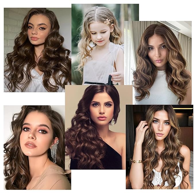 Satin Covered Overnight Hair Curlers, Flexi Rods for Heatless Sleep-in Curls, Curling Rods for Straight Short Hair - 6 Pcs