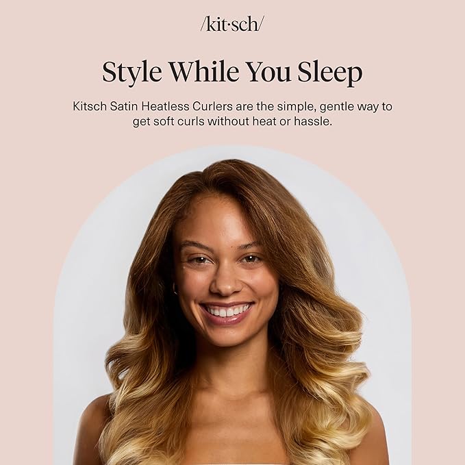 Kitsch Velvet Jumbo Flexi Rods, Heatless Curling Rods - No Heat Curls Overnight, Comfortable Hair Curlers to Sleep In for Frizz-Free and No Heat Damage Styling - 4pcs, Eucalyptus