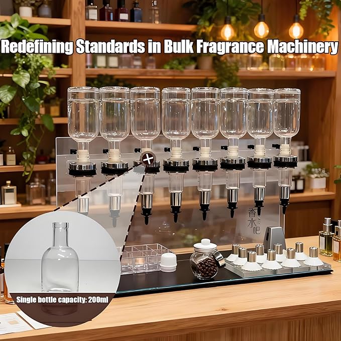 Hrxllb Professional Manual Perfume Dispenser, Liquid Filling Machine Transfer Tools,Manual Dispenser Set, Adjustable Pump Heads & Testing Cups for Shops & Lab & Bars(12Heads)